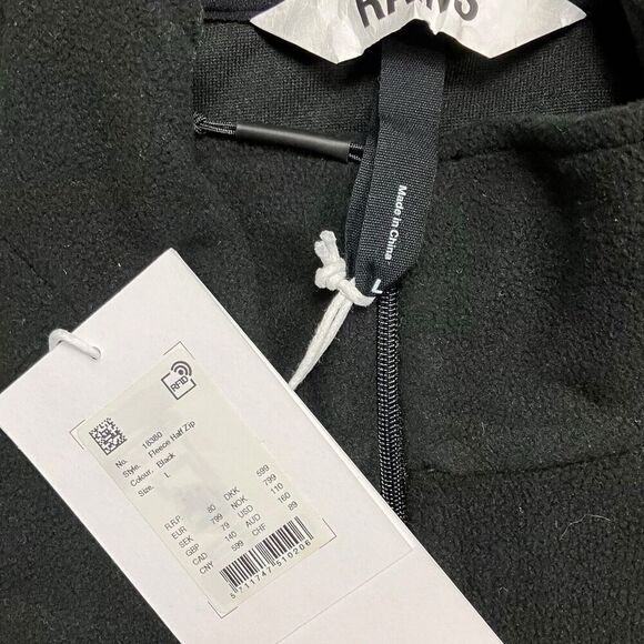 RAINS Sweater WMNS L Black Fleece Pullover Half Zip Layer Logo Lightweight - Picture 3 of 8